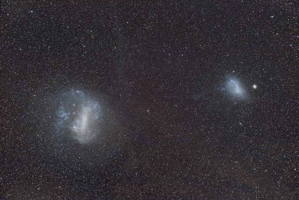 The Large and Small Magellanic Clouds. Credit: Andrew Lockwood.