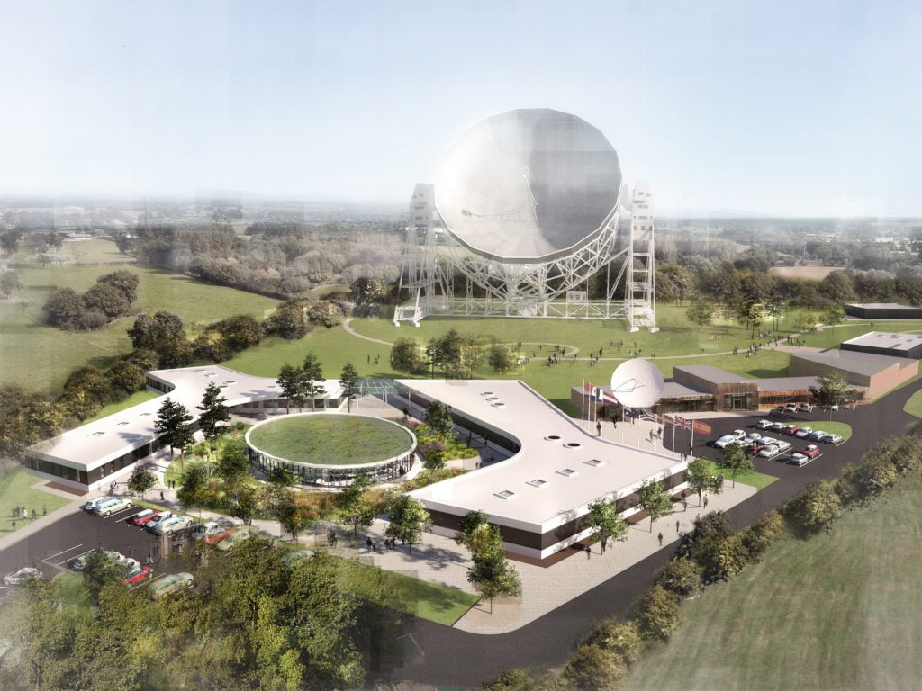 Artist’s impression of the expansion to the current headquarters at Jodrell Bank proposed by the UK.