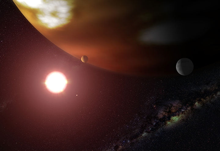 Artist's impression of Thestias around its star Pollux. Credit: NASA/ESA and G. Bacon (STScI).
