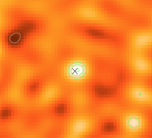 Radio waves emitted from ALESS65 as observed by the Australia Telescope Compact Array. Credit: Huynh et al.