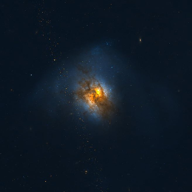 Arp220, a nearby ‘Ultraluminous Infrared Galaxy’ similar to what ALESS65 would look like if it were closer to Earth. Credit: NASA, ESA, and the Hubble Team.