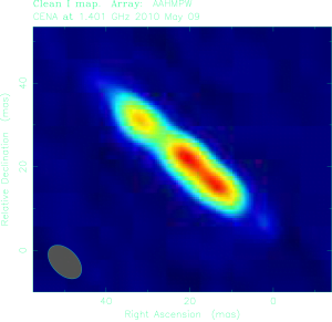 The centre of Centaurus A as seen using the newly linked trans-tasman array. 