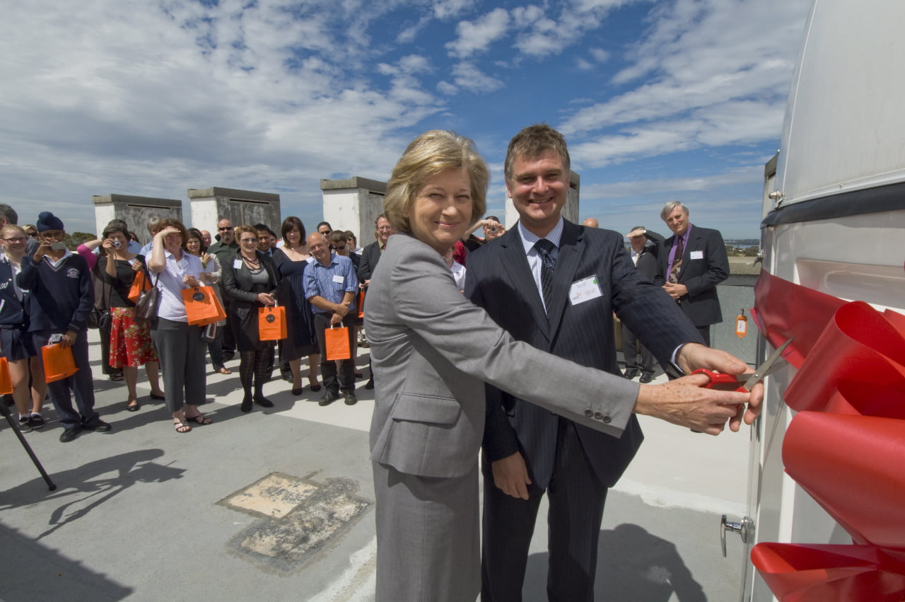 State Education Minister Hon. Dr Elizabeth Constable and Paul Luckas cut the ribbon to officially launch SPIRIT. Credit: Paul Ricketts, The Centre for Learning Technology, UWA