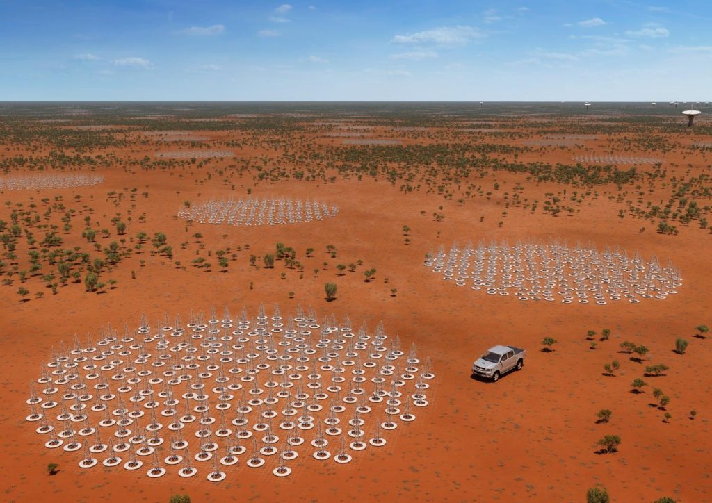 Artist's impression of the Australian part of the Square Kilometre Array radio telescope. Credit: Australia SKA Office