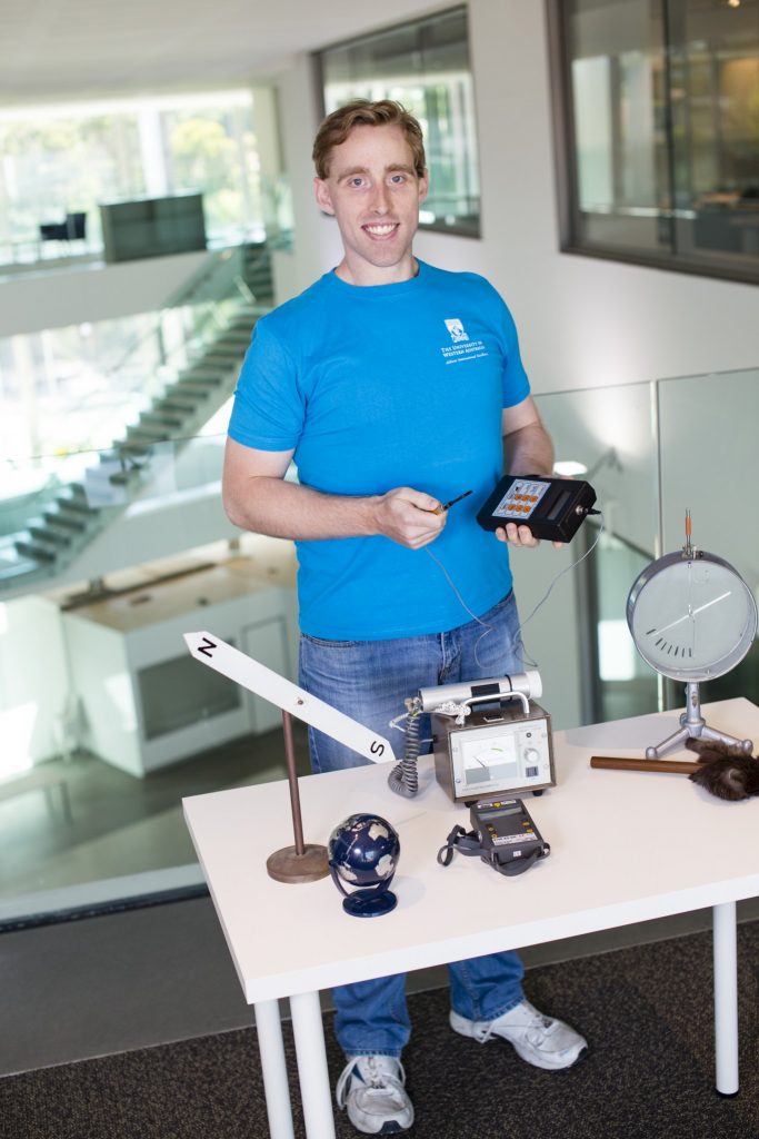 UWA PhD Candidate David Gozzard with some of the equipment that will be used on the flight to the South Pole. Credit: ICRAR.