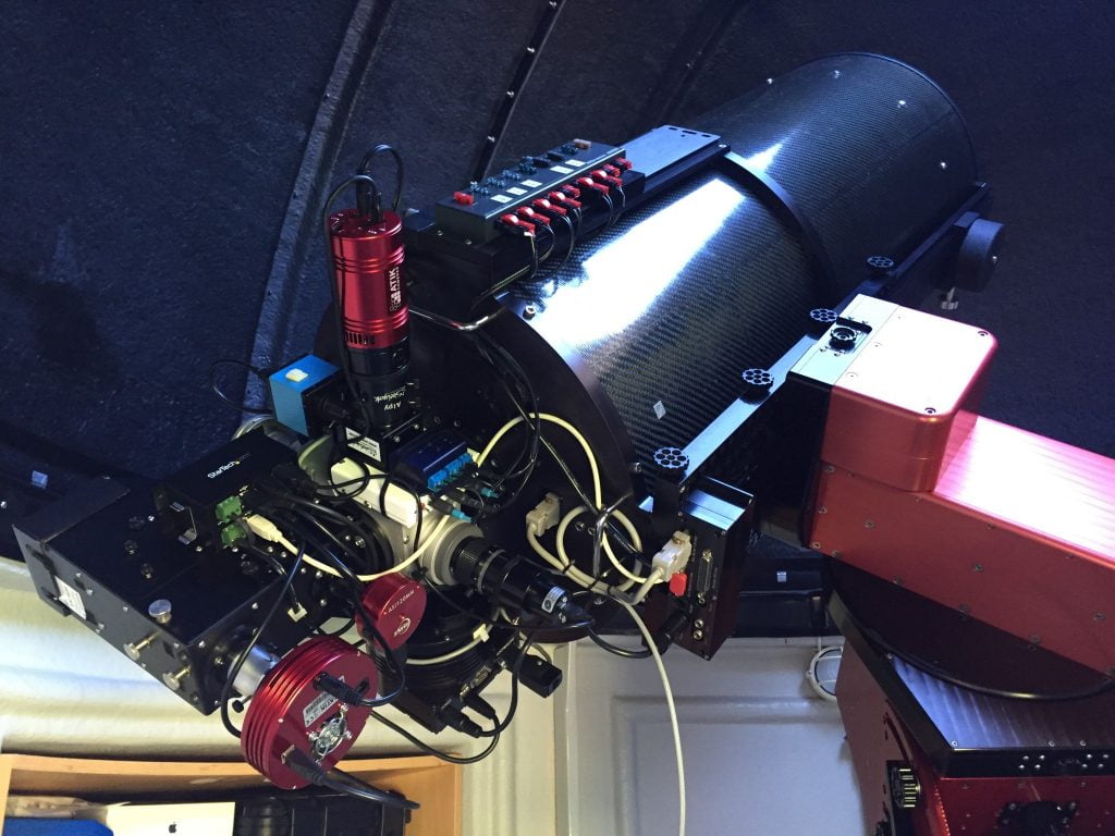Paul’s “Backyard” telescope equipped with, among other things, a low resolution spectrograph. Credit: ICRAR.