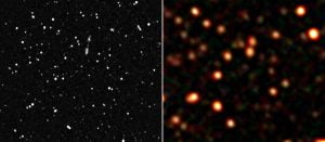 The ATLBS (left) and GLEAM (right) views of four square degrees of the radio sky. Combining the high resolution ATLBS data with the spectral “radio colour” of GLEAM will uncover the history of the AGN in the field.