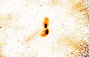 Telescopes team up to study giant galaxy