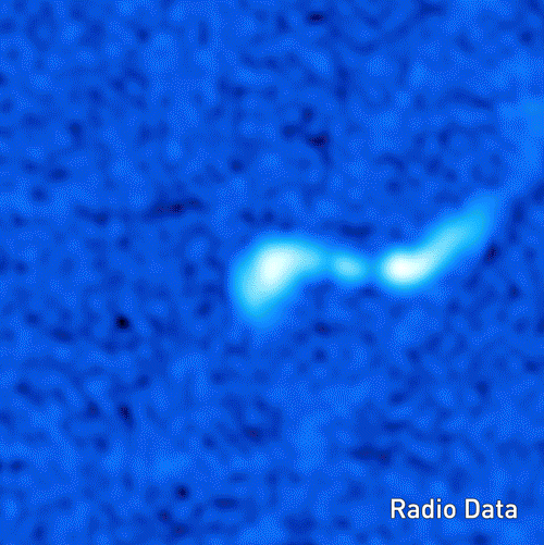 ClaRAN looks at over 500 different views of radio galaxy data to make its detections and classifications. After scanning through the different views, ClaRAN then also considers the data from infrared telescopes to refine its predictions, giving the final detection and classification result of a radio galaxy jet system. Credit: Dr Chen Wu and Dr Ivy Wong, ICRAR/UWA.