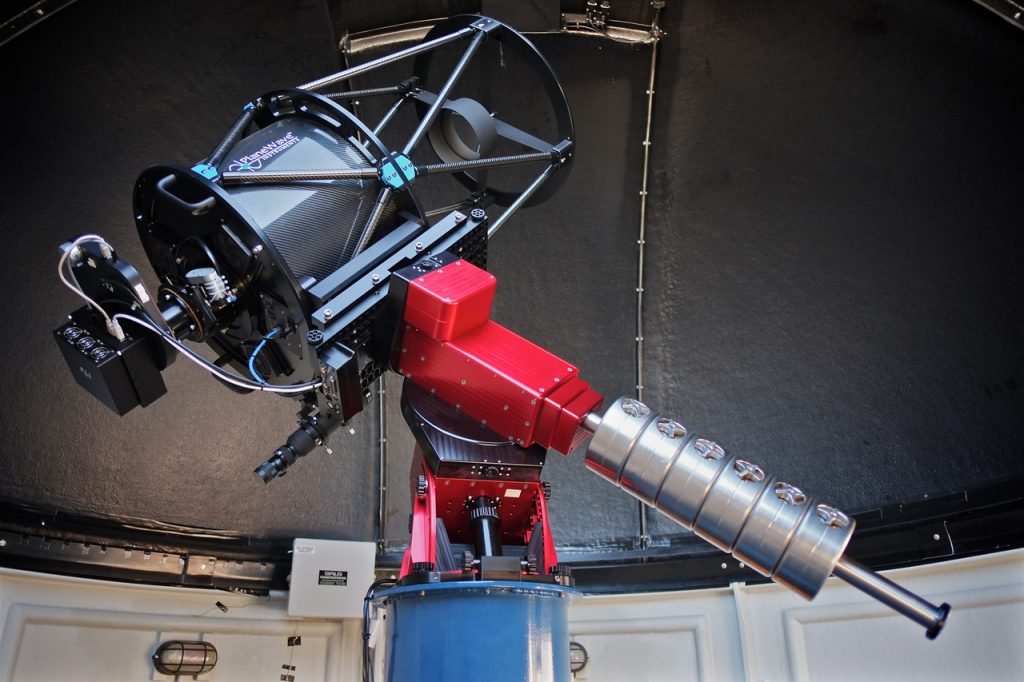 One of the SPIRIT telescopes in its dome high on a roof at UWA.