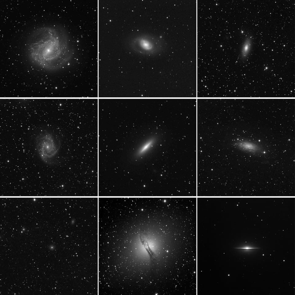 Galaxy images taken with SPIRIT by the Iona Presentation College students.