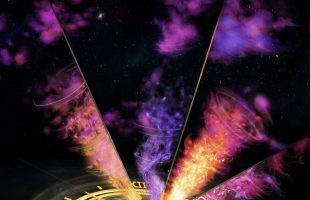 Spinning black hole sprays light-speed plasma clouds into space