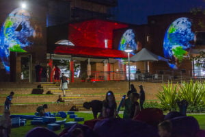 Astronomy projections on a building at Astrofest 2019. Credit: Astronomy WA Astrofest.