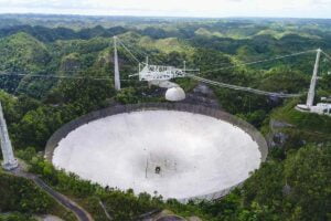 For 57 years the Arecibo Observatory served as a world-class resource for radio astronomy research. Credit: UCF.