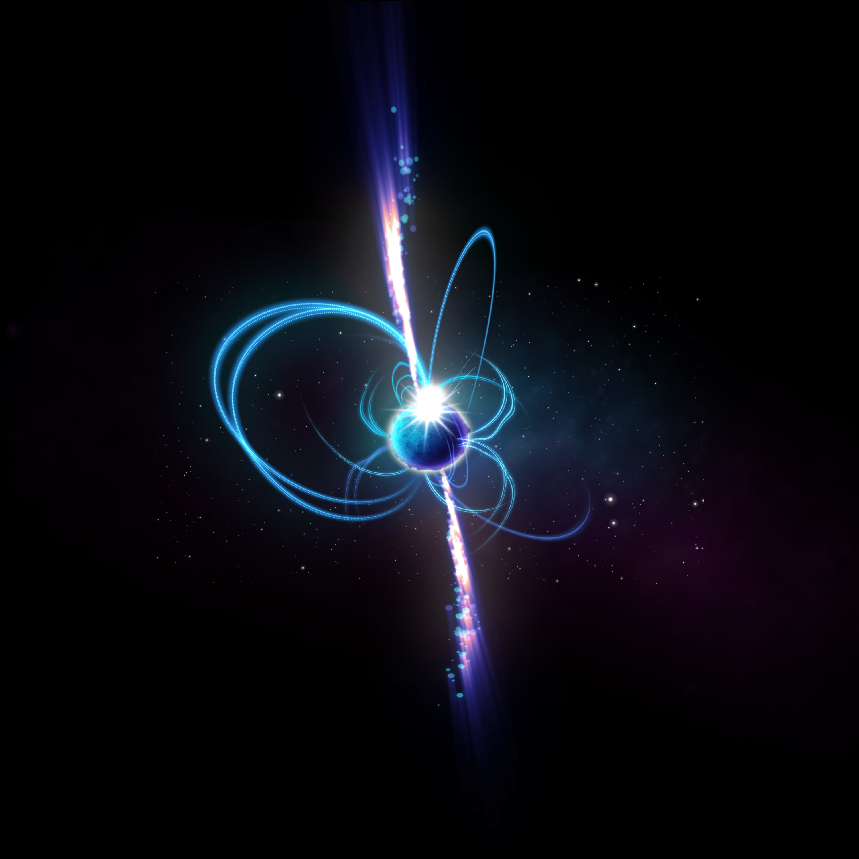 segnali radio sorgente celeste Rappresentazione artistica di una magnetar, potrebbe rappresentare la sorgente celeste rilevata, che emette onde radio. Credit: ICRAR.