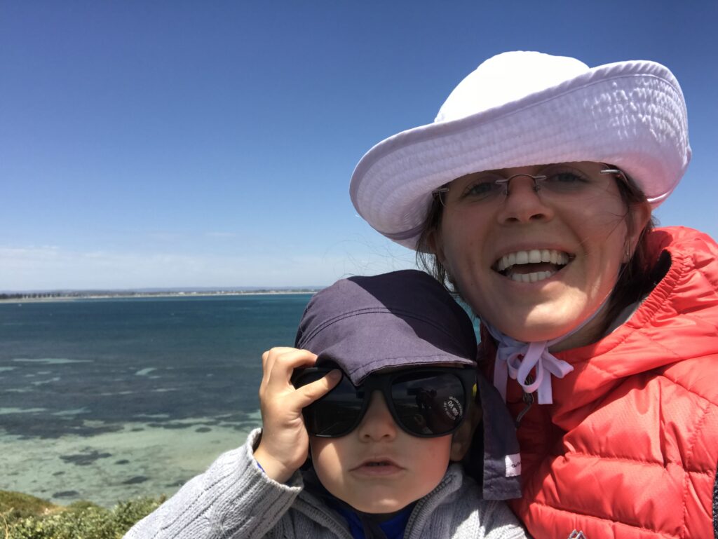 Professor Frebel enjoying time with her son during her Fellowship in Perth. Credit: Anna Frebel