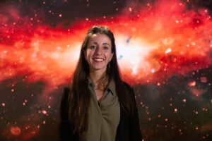 Silvia Mantovanini in front of the galactic core in radio colour
